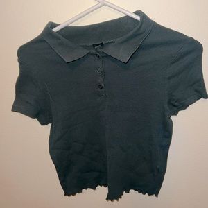 Olive green collared crop top